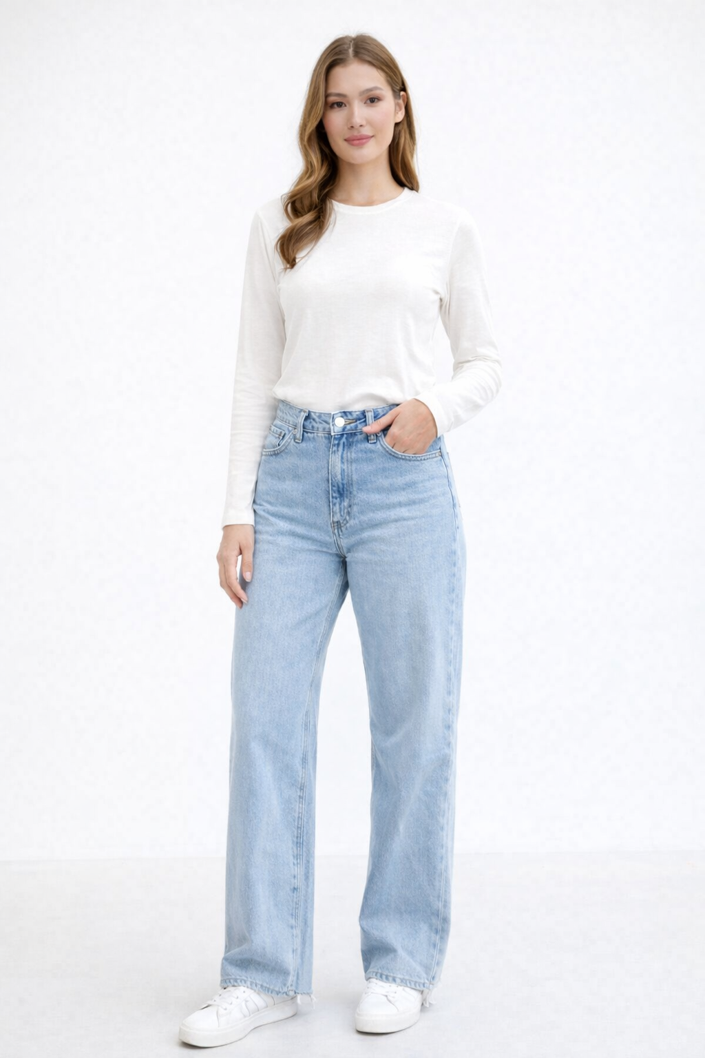 Wijde jeans light blue