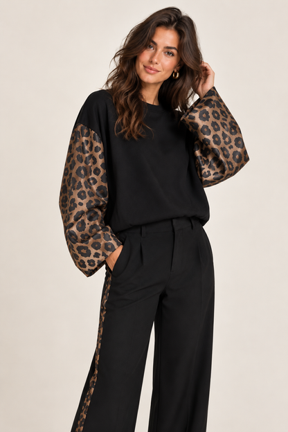 Liana sweater black/light camel