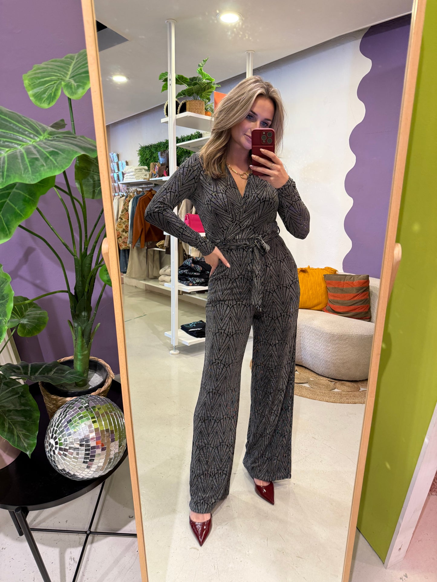 Zilveren glitter jumpsuit