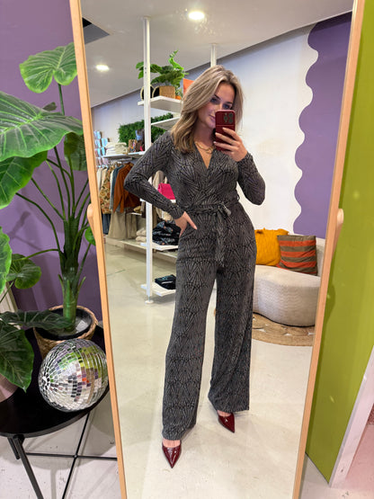 Zilveren glitter jumpsuit