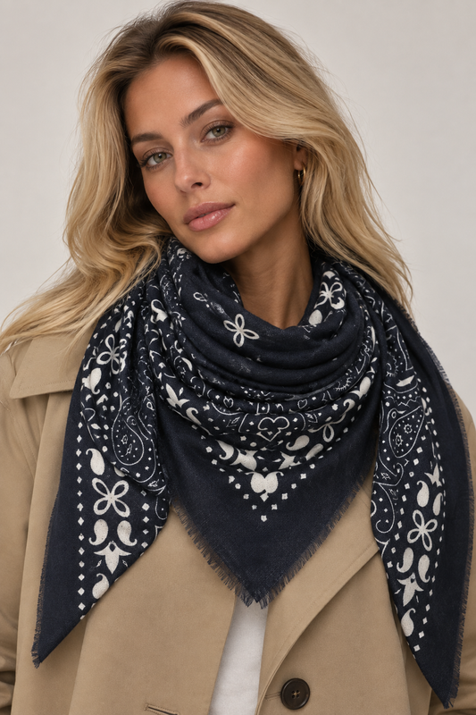 Paisley sjaal bordeaux navy