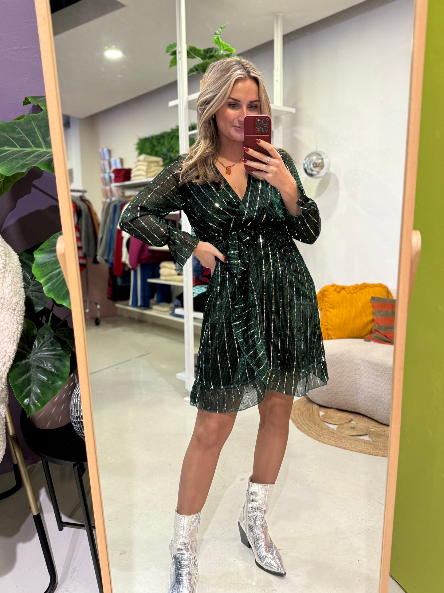 Jurk glitter overlag groen