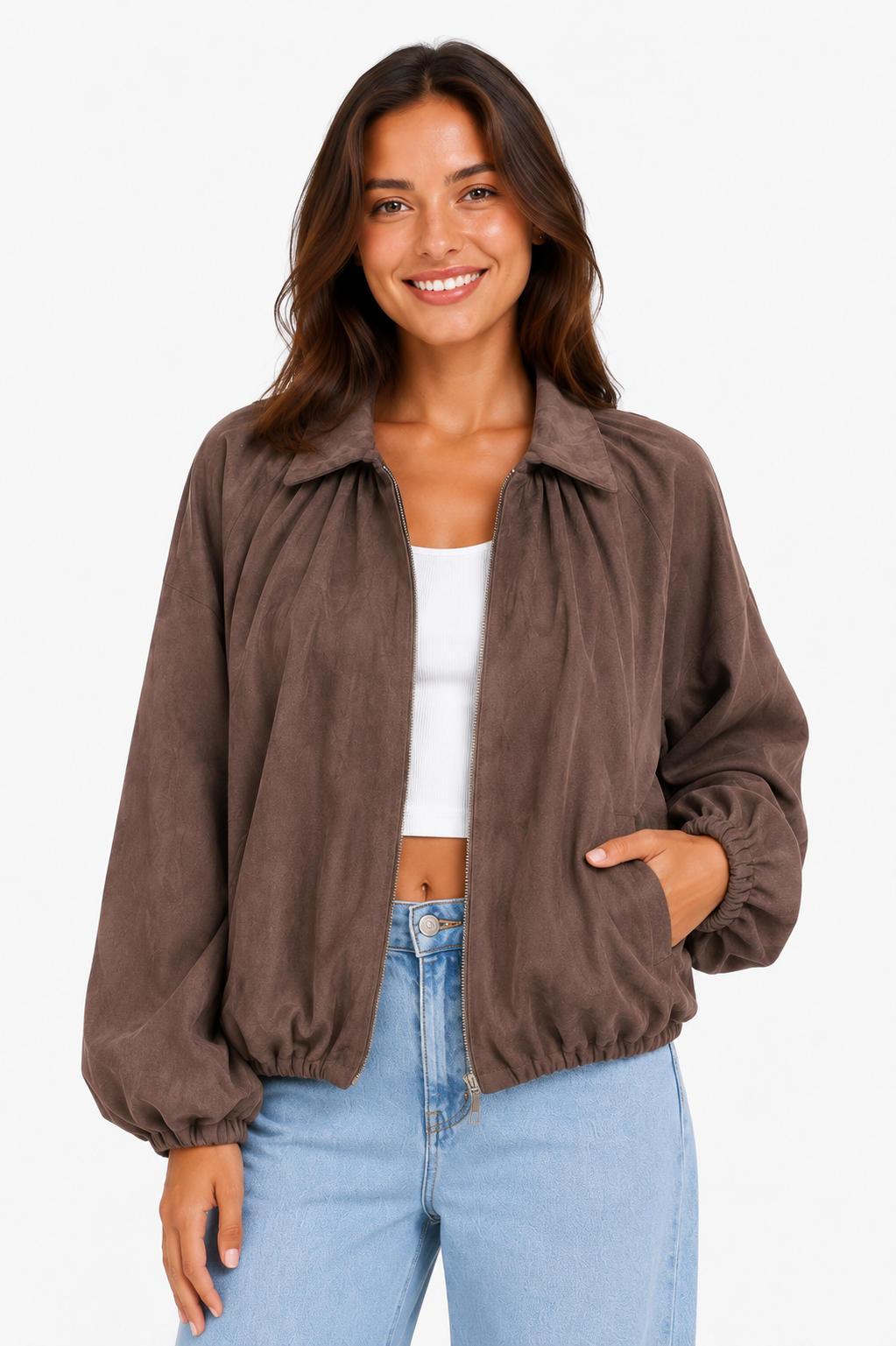 Pu jacket bruin