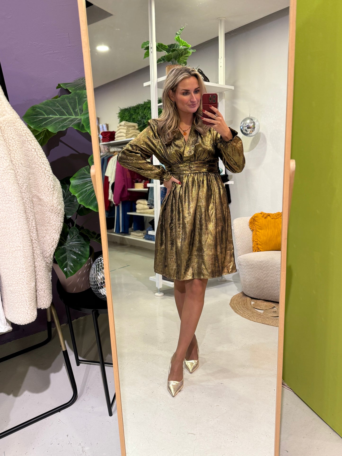 Metallic jurk goud