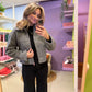 Kort Bouclé Jasje met Relaxed Fit en Rits