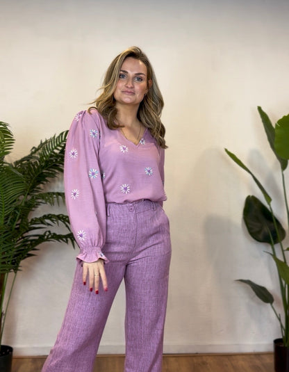 Pants leona purple melange