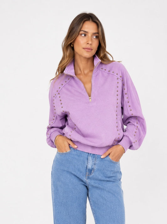 Lila sweater met rits
