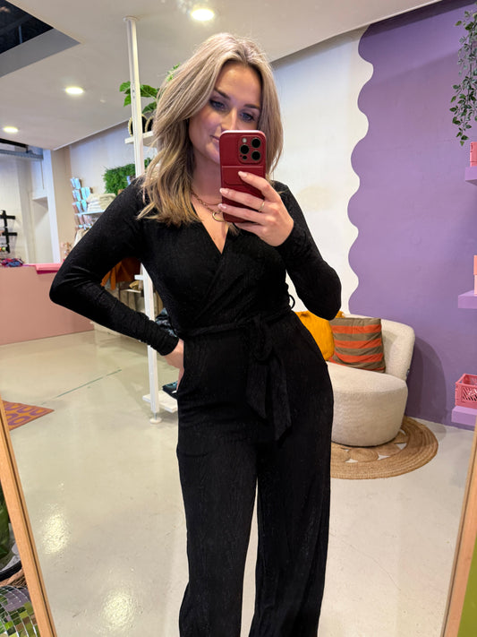 Zwarte glitter jumpsuit