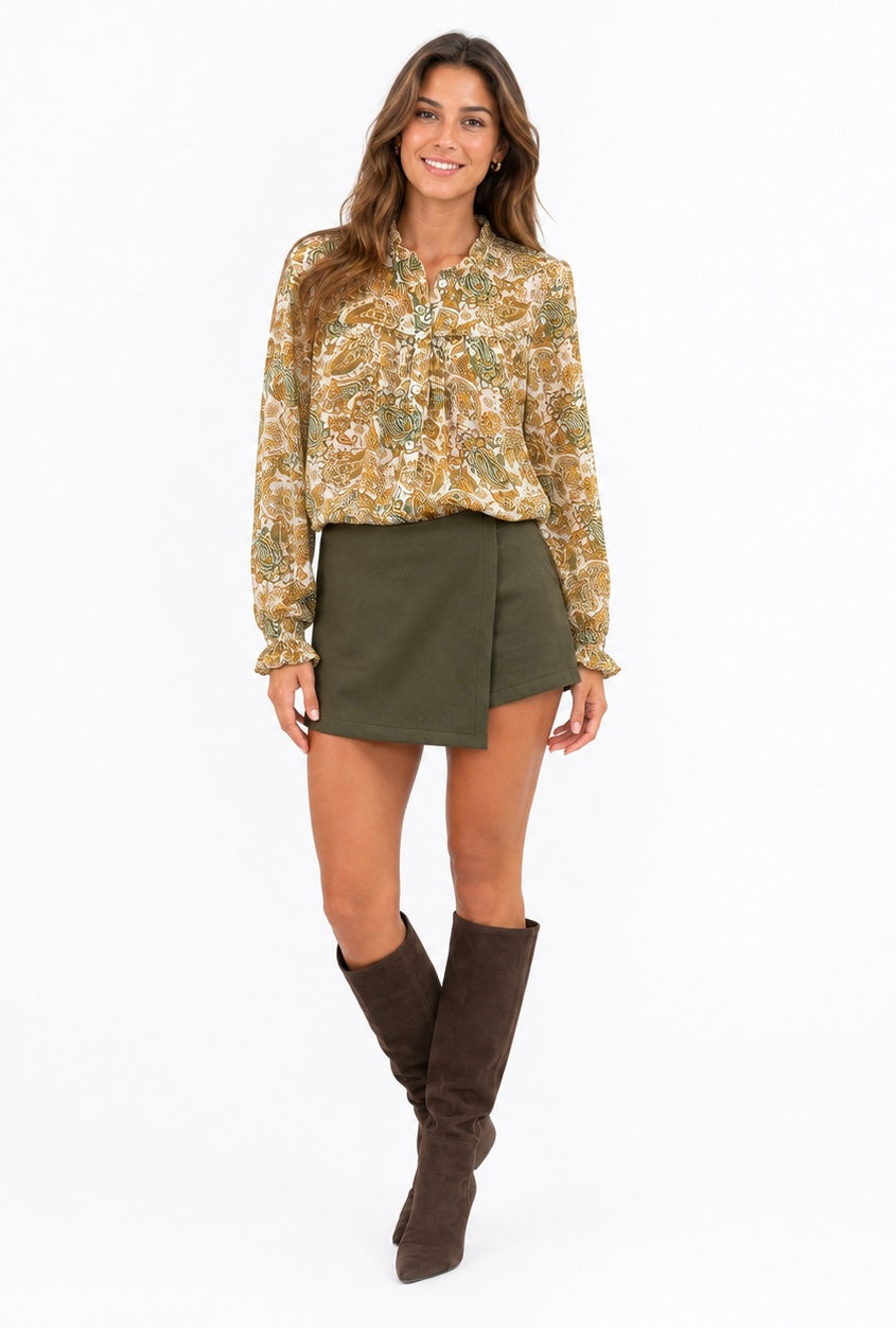 Blouse met groene print