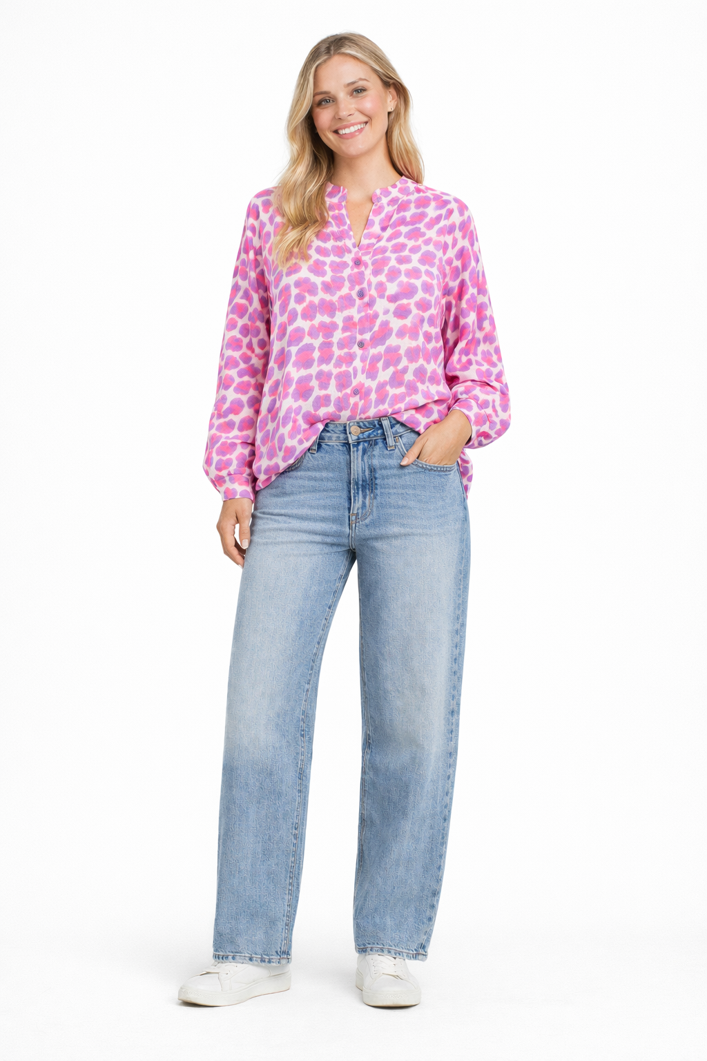 Leopard blouse roze