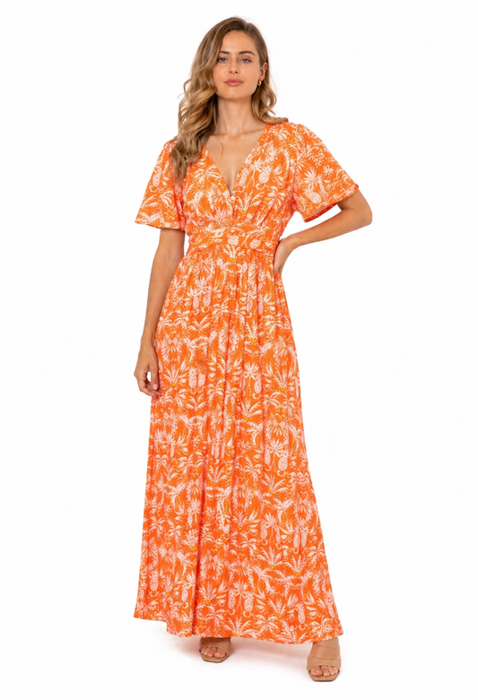 Maxi dress met print orange