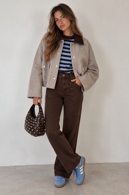 Bruine rechte jeans met zakken