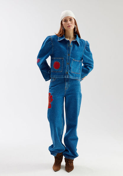 Yve jeans flower mid blue