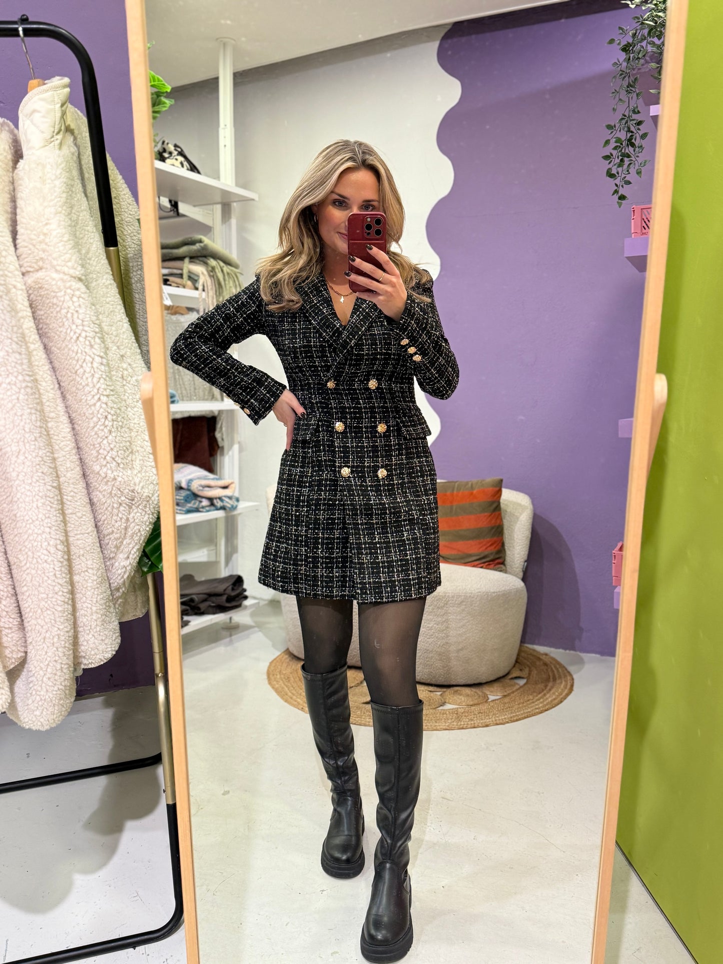 Tweed Blazer dress zwart