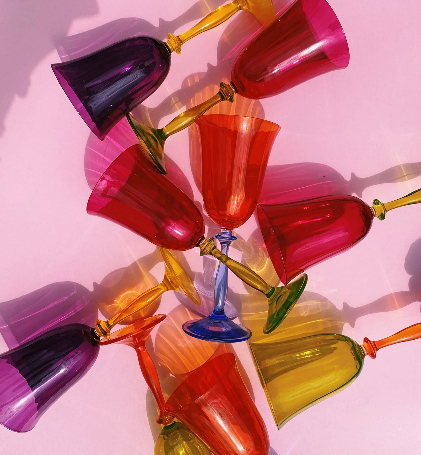 Multicoloured Wine Glazen set van 4