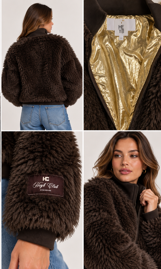 Fluffy jacket brown