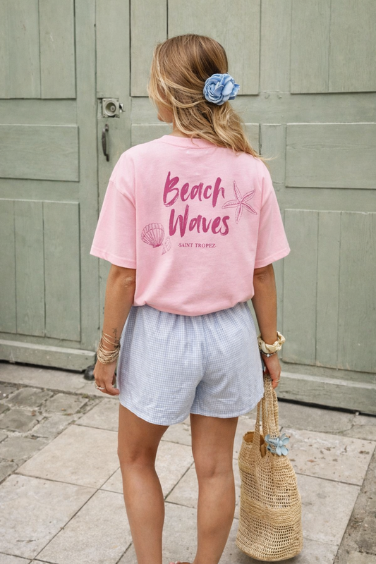 T-shirt beach waves pink