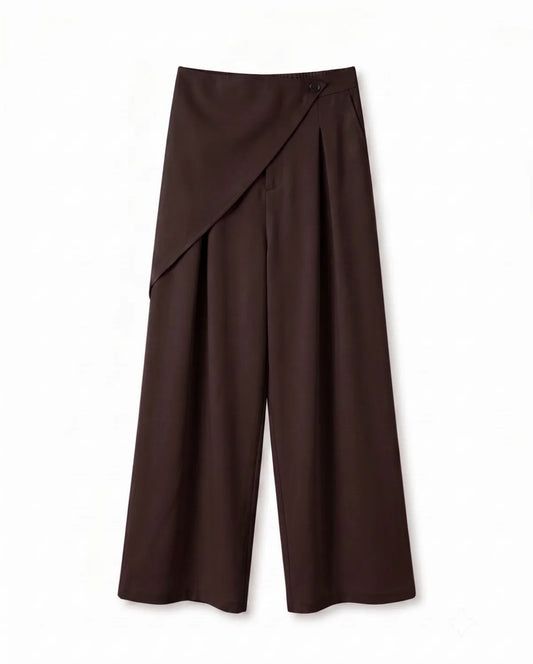 Wijde overslag pantalon bruin