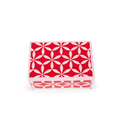 Opbergdoos rood met roze print