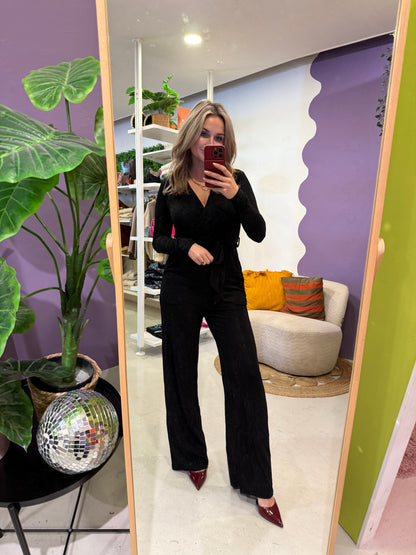 Zwarte glitter jumpsuit