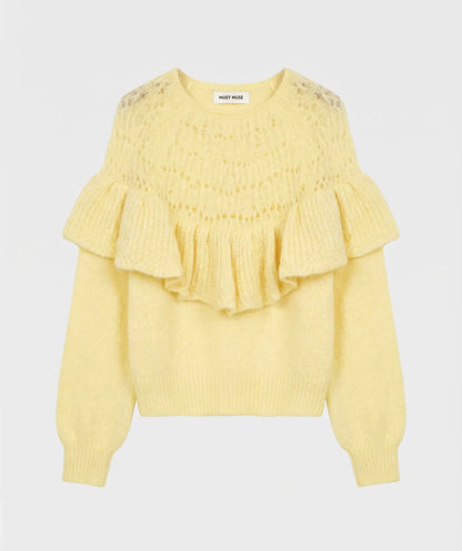 Gele trui met ruffle