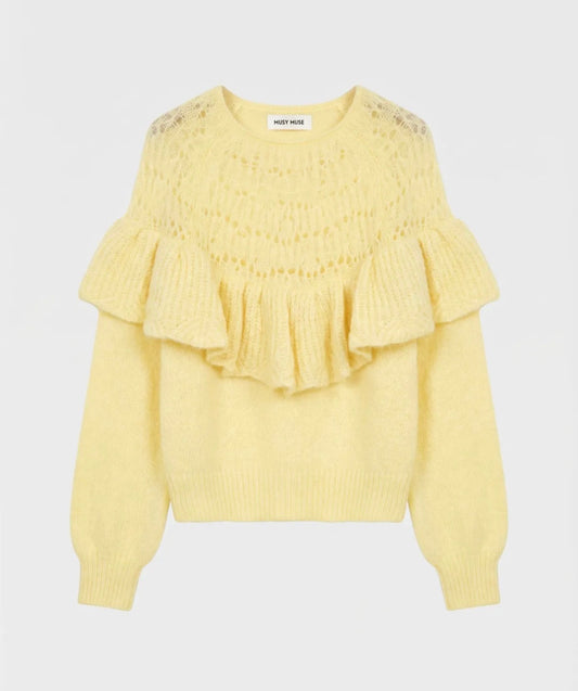 Gele trui met ruffle