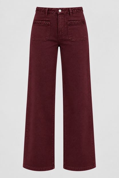 Braided detail jeans bordeaux