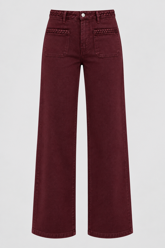 Braided detail jeans bordeaux