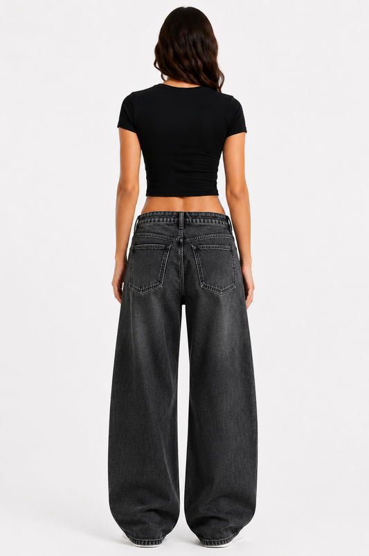 Barrel Jeans – low rise grey