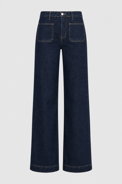 Rechte jeans donker blauw met kleine zakjes