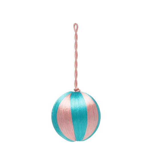 Small Corded Turquoise and Pink Stripe Ornament PER STUK