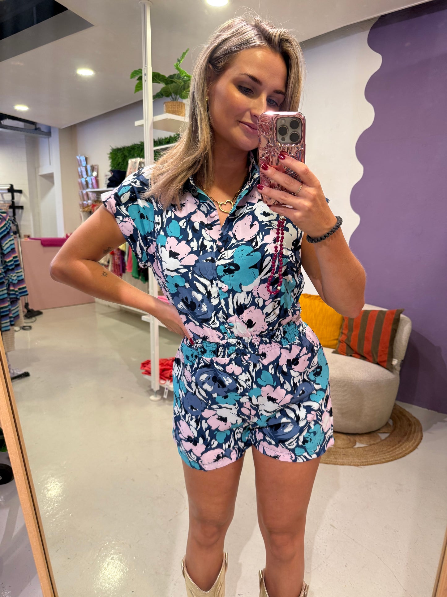Playsuit met print blauw