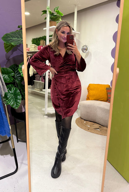 Velvet party dress burgundy