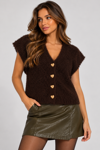 Knitted cardigan rochelle dark brown