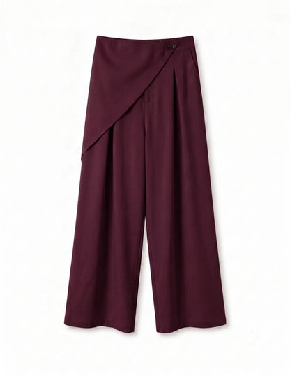 Wijde overslag pantalon bordeaux