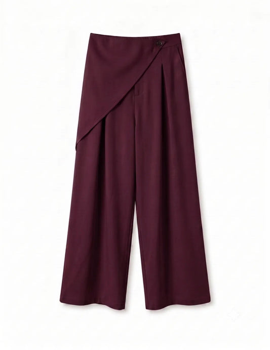 Wijde overslag pantalon bordeaux