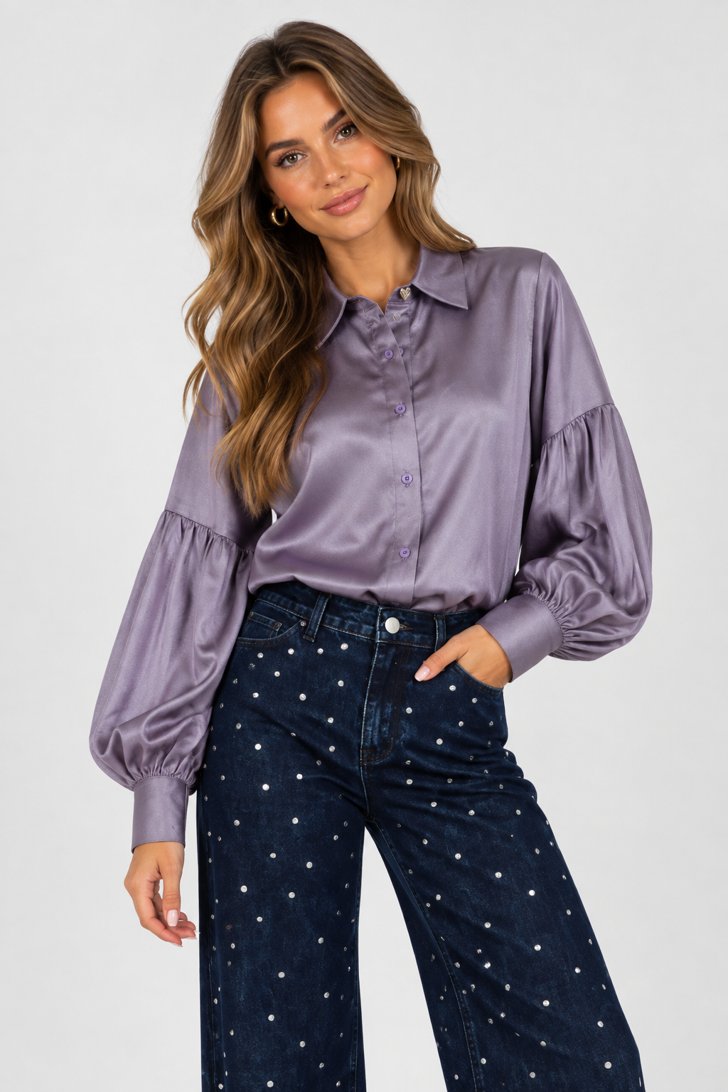 Paarse silky blouse