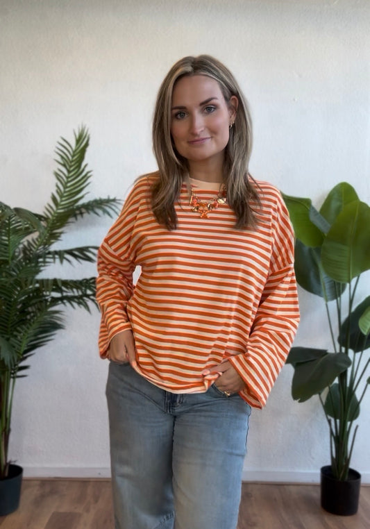 Longsleeve streep oranje