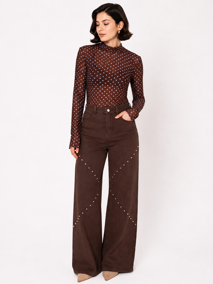 Bruine studs jeans