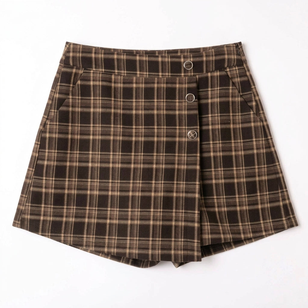 Geruite skort bruin