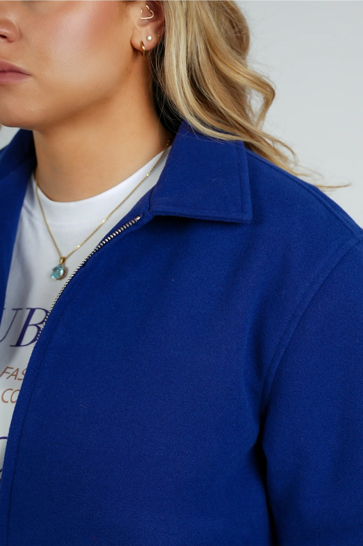Korte bomber kobalt blauw