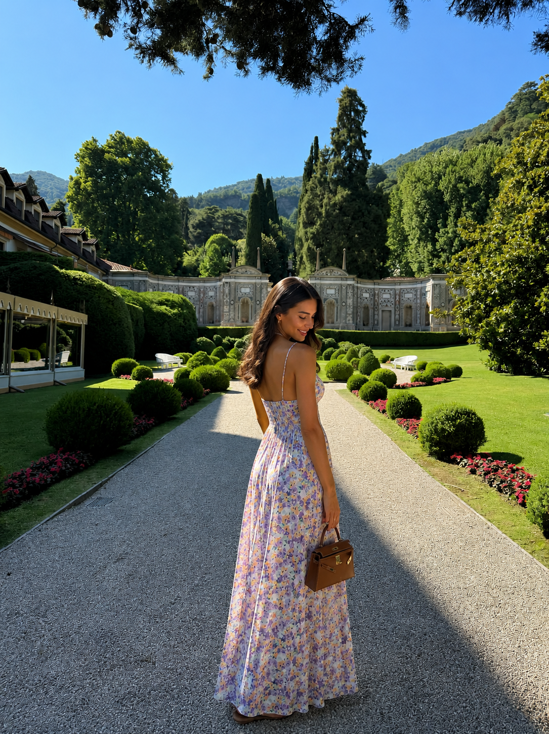 Maxi dress lila flower