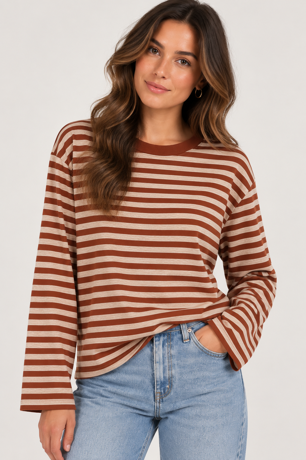 Bruin gestreepte longsleeve