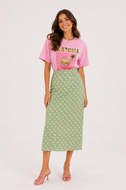 Polka dot rok matcha green