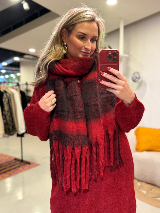 Sjaal bordeux rood mix