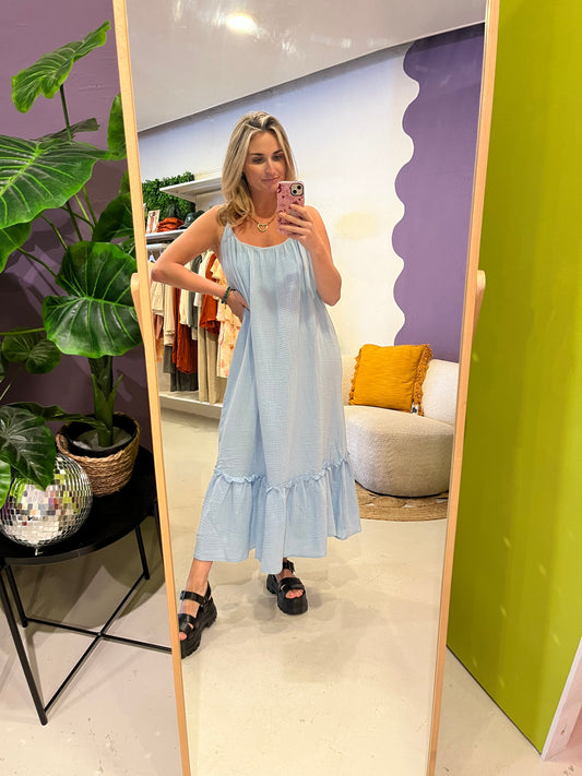 Zomerjurk katoen baby blauw