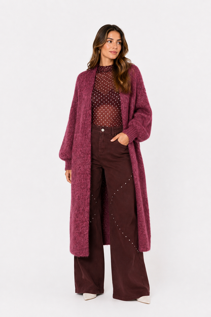 Lang fluffy vest bordeaux
