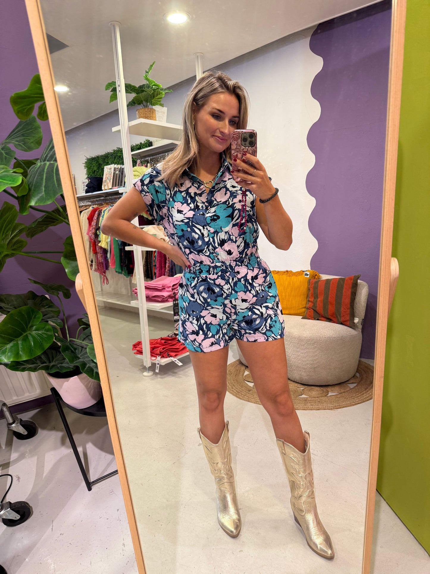 Playsuit met print blauw