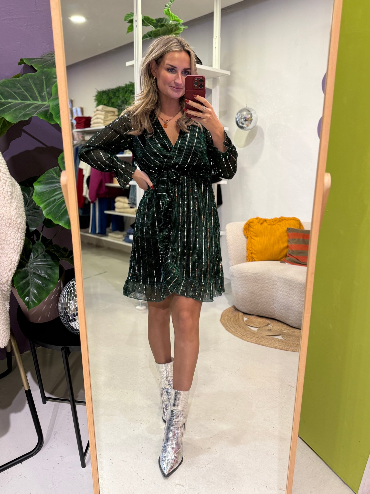 Jurk glitter overlag groen