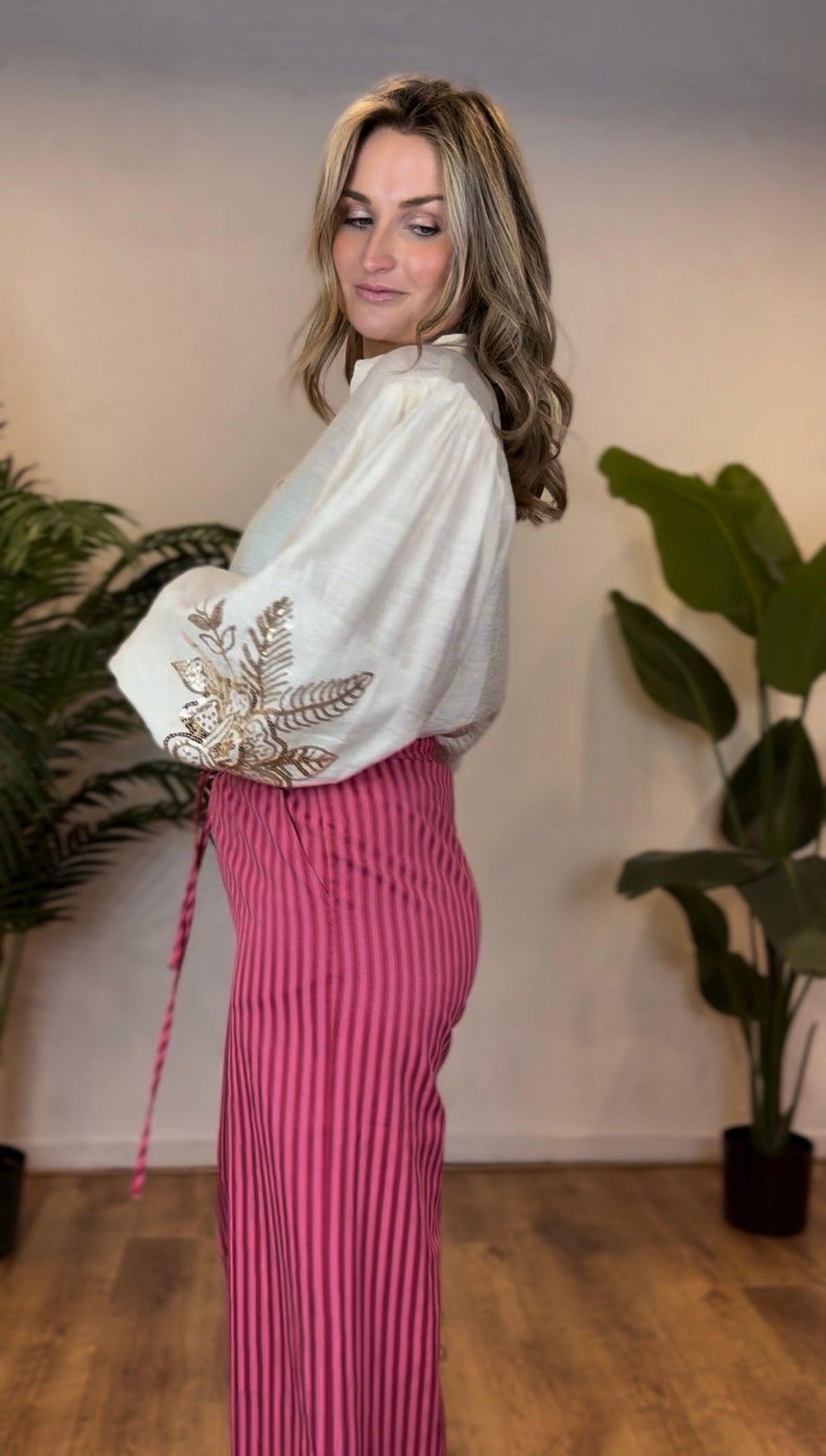 Blouse rose ecru